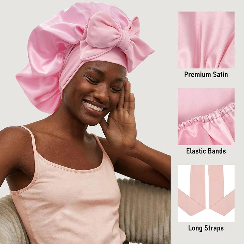 Hanna Sleep – Satin Bonnet with Long Ties