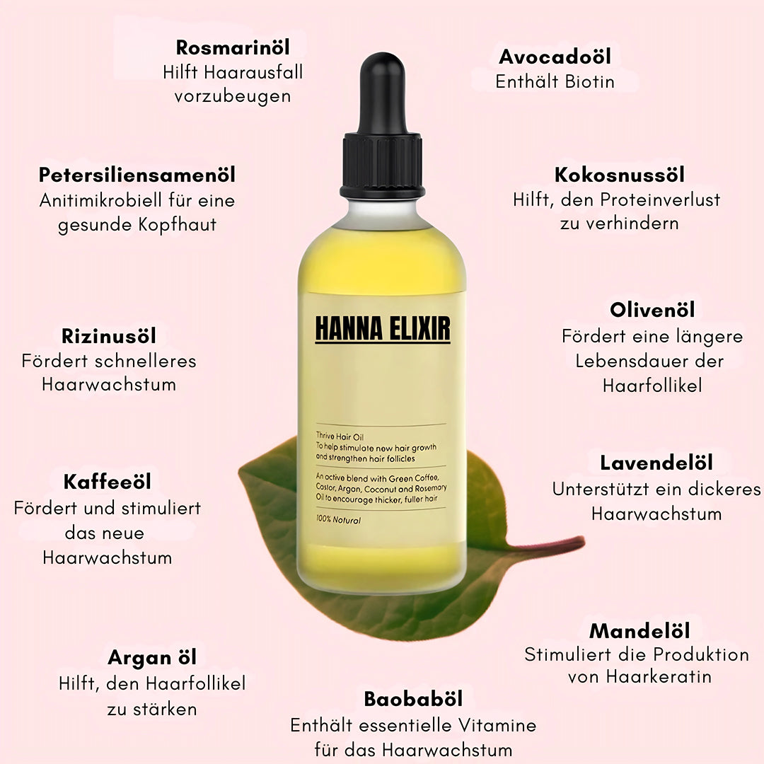 Hanna Elixir – Natürliches Haaröl gegen sichtbaren Haarausfall & dünner werdendes Haar